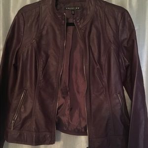 Pleather dark plum zip jacket.